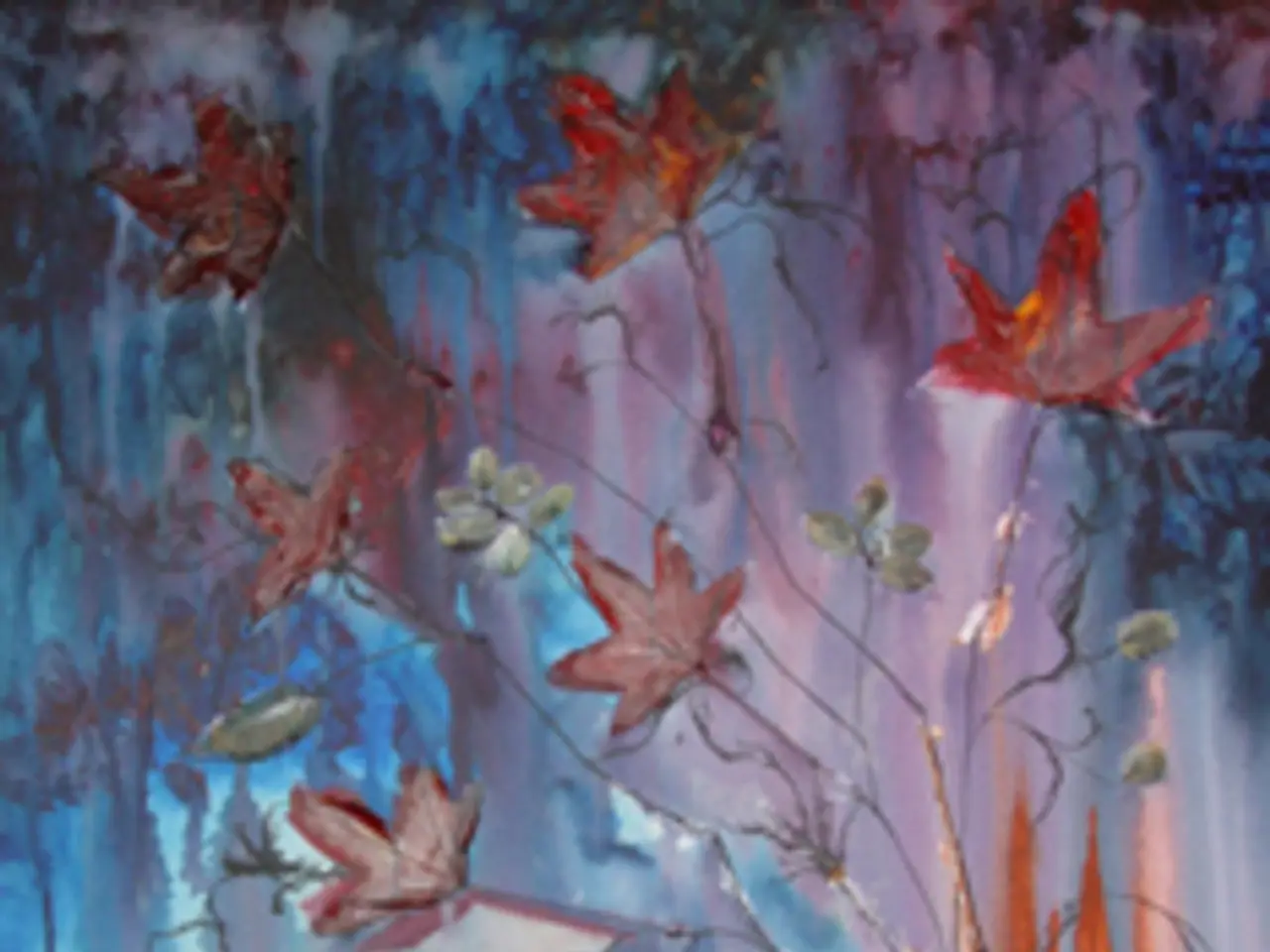 In this image I can see paintings on a wall. This image is taken may be in a hall.