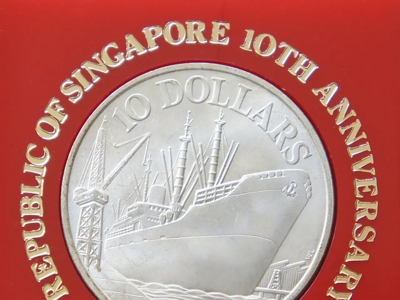 In the center of this picture we can see the text, numbers and a picture of a ship in the water...