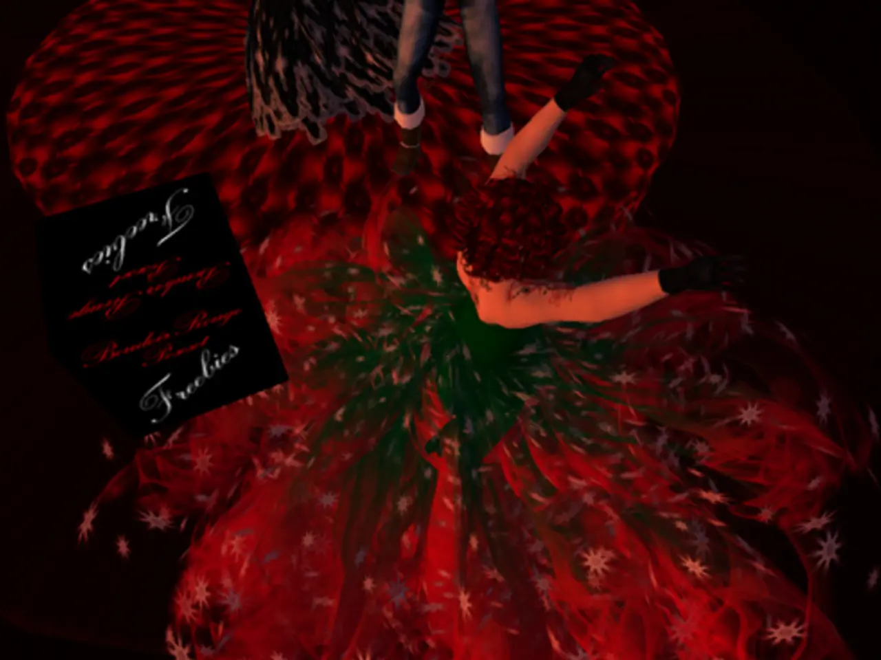 This is a anime image, there is a persons standing in the back on the floor.