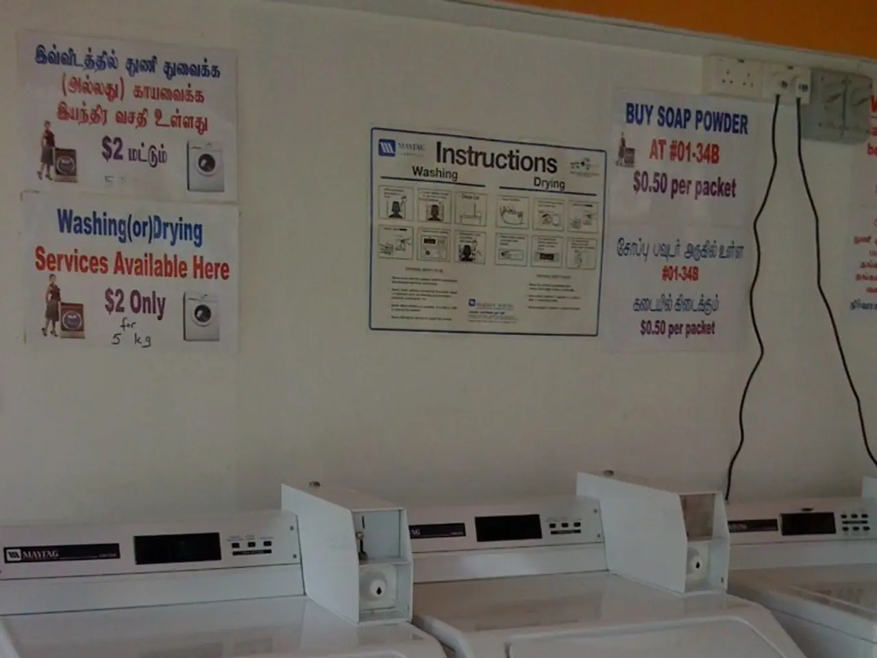 In the center of the image, we can see xerox machines and in the background, there are posters...