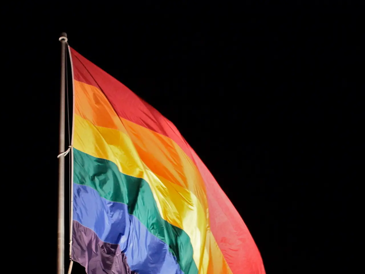 In this image in front there is a flag.