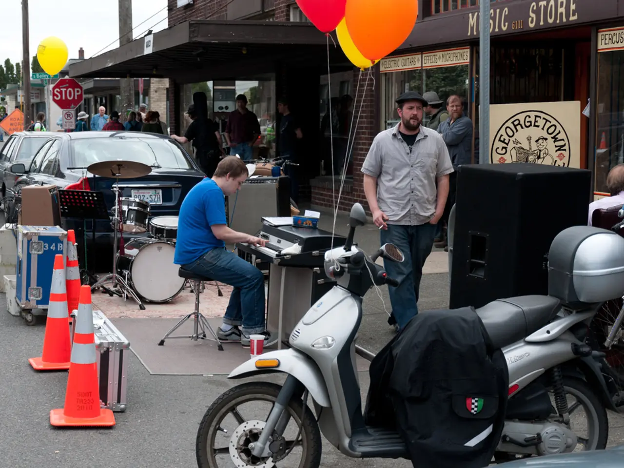 This is the picture of a place where we have a person playing some musical instruments and around...