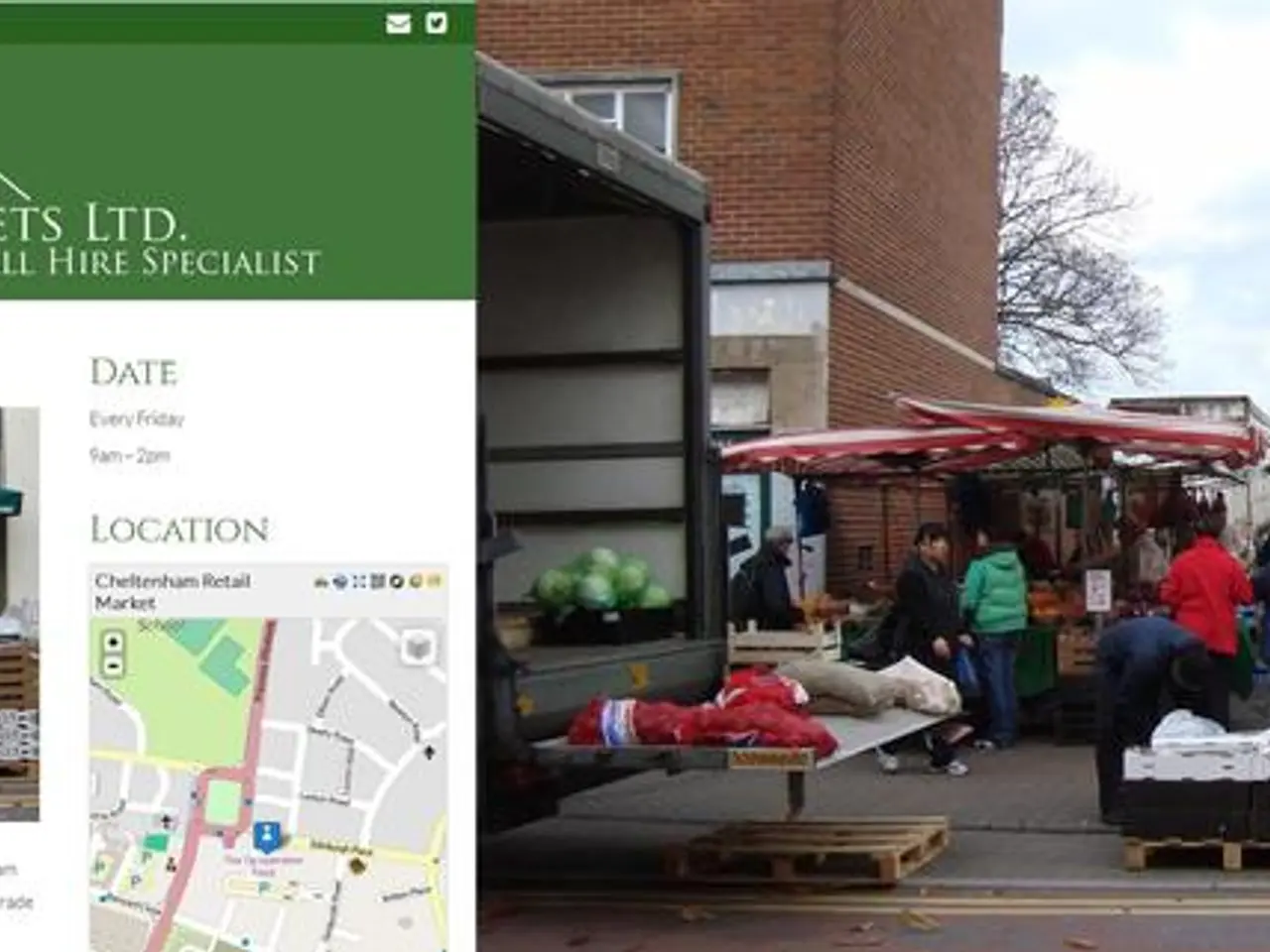 In the right side there are people in the market, it's a sunny sky in the market.