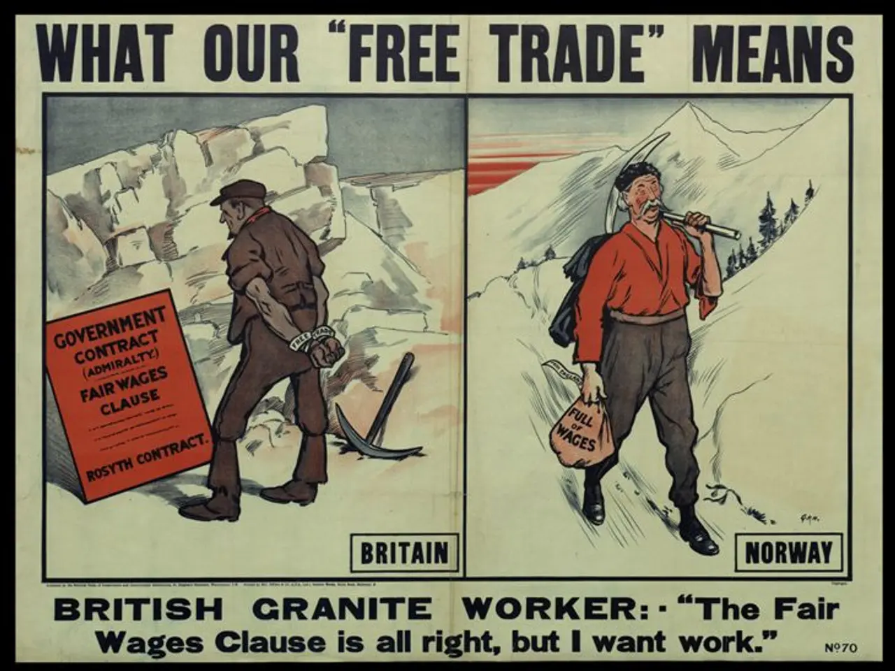 The image shows a poster with two people standing in front of a backdrop of mountains and trees....