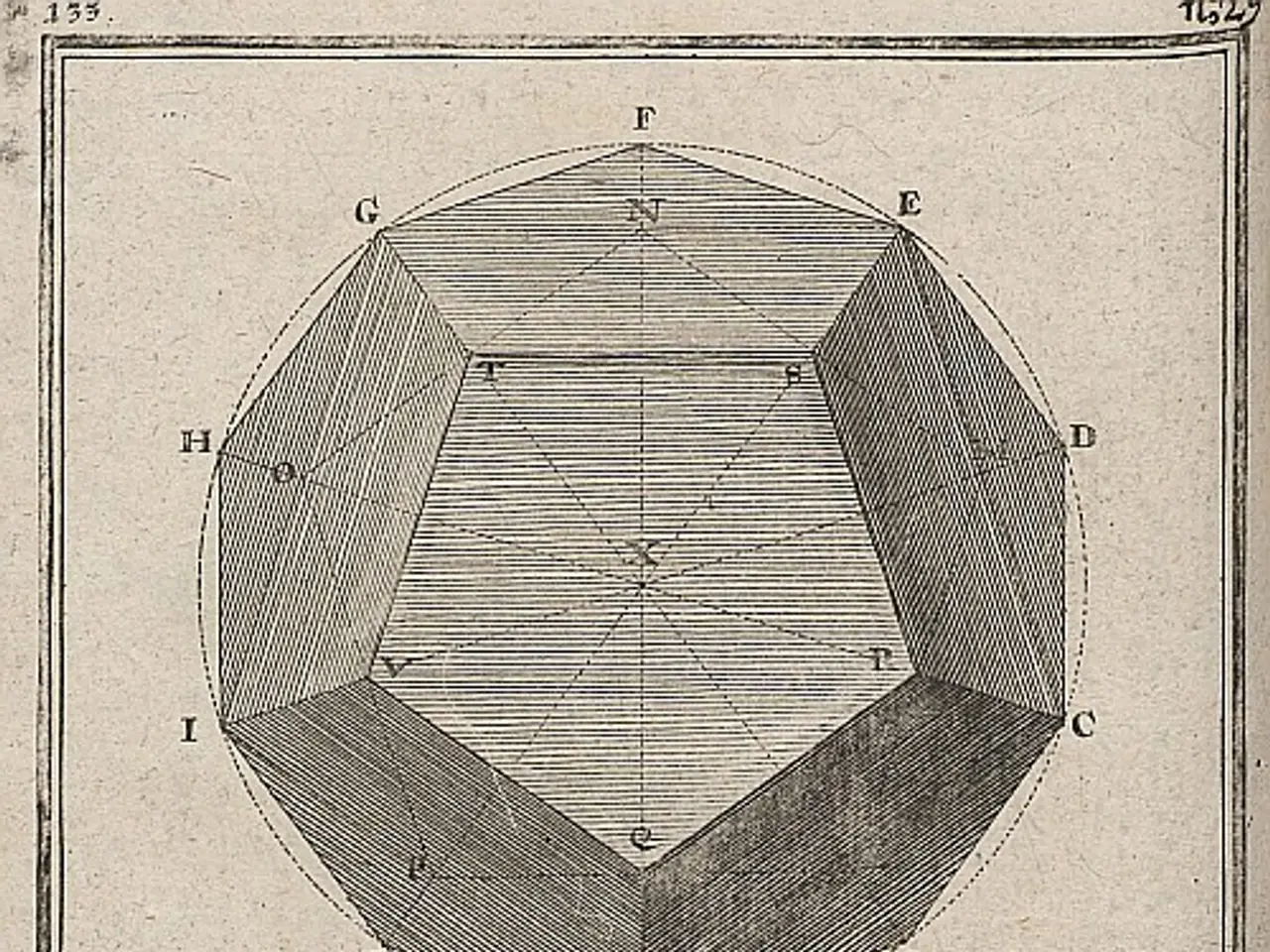 The image shows an old book with a drawing of a pentagon in the middle of it. The pentagon is...