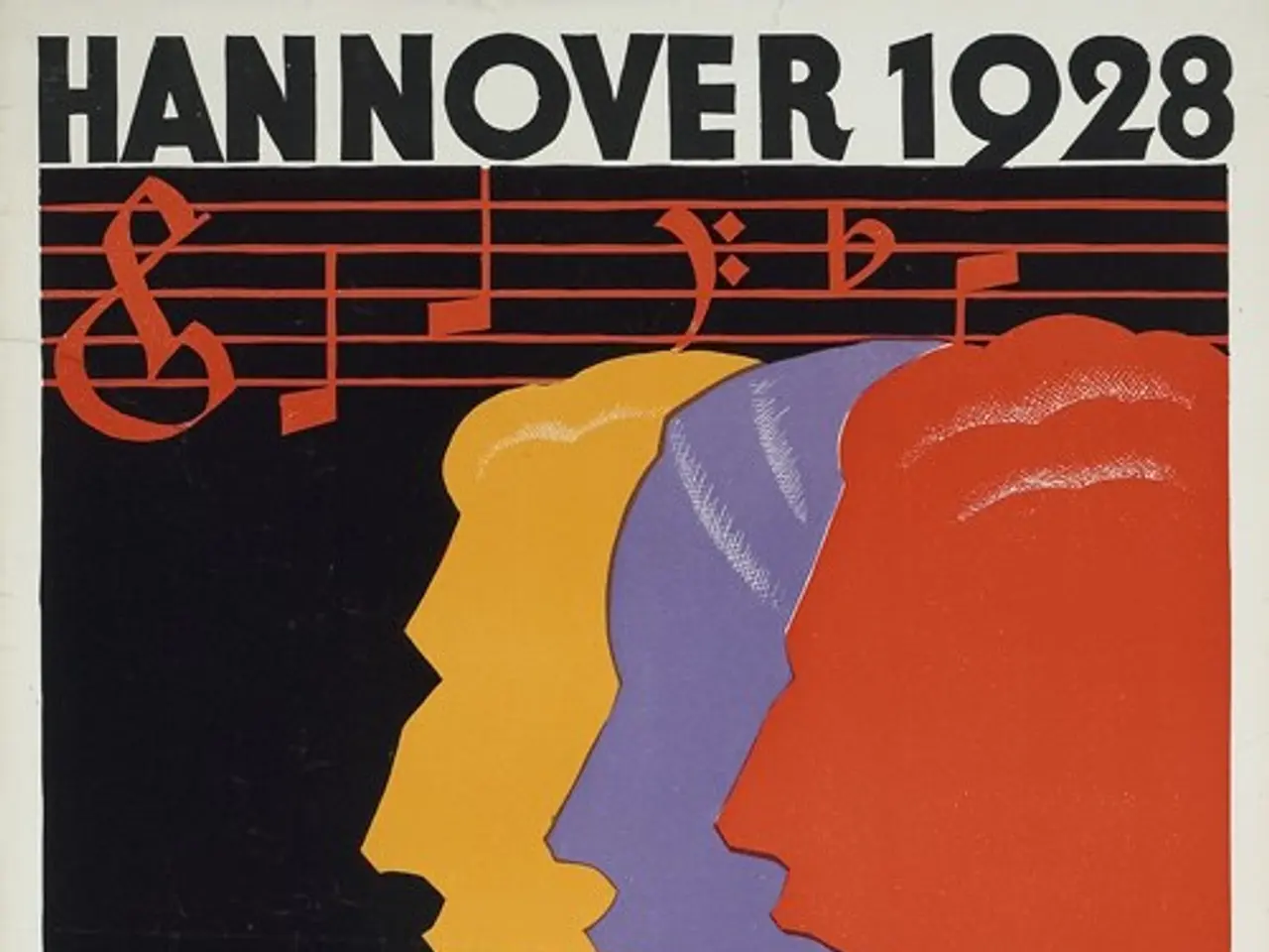 The image shows a poster for the Hannover 1928 Erstes Deutsches Arbeiter Sangerbundesfest,...