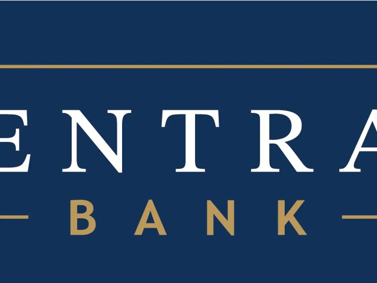 The image shows the Central Bank logo on a blue background. The logo consists of the words "Central...