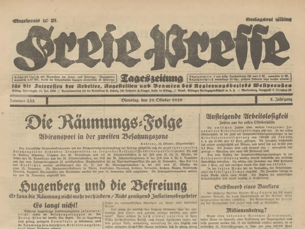 The image shows an old newspaper with a picture of a man in a hat on the front page. The newspaper...