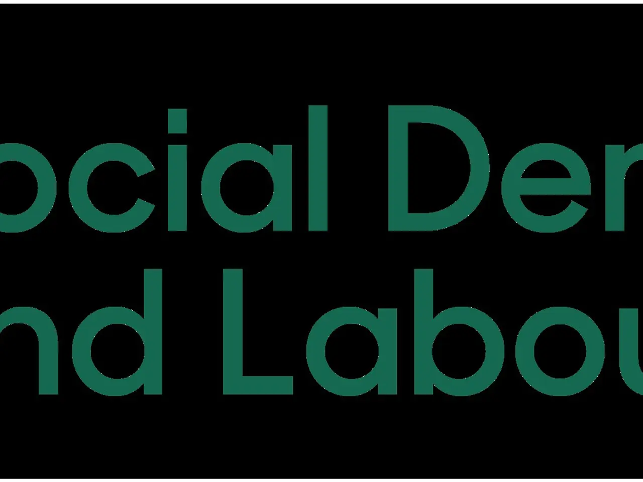 The image shows a white background with the text "social democratic and labour party" written in...