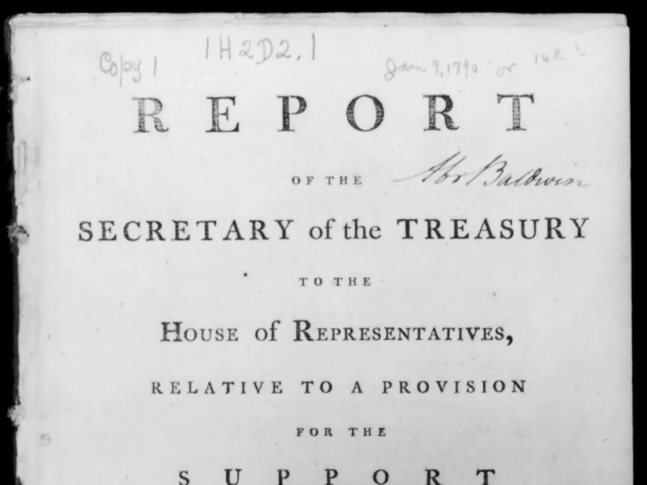 The image shows a black and white report of the Secretary of the Treasury to the House of...