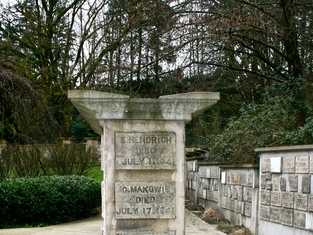 In this image there is a grave, around that grave there is a wall, in the background there are...