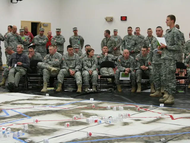 There are groups of people and standing. This looks like an exit board, which is attached to the...