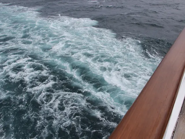 In this image there is a ship sailing on a river.