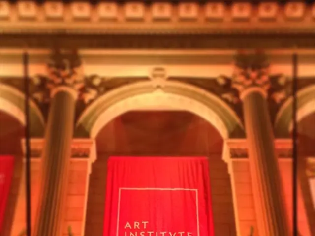 In this image we can see a building, there are pillars, there is a curtain, also we can see the...