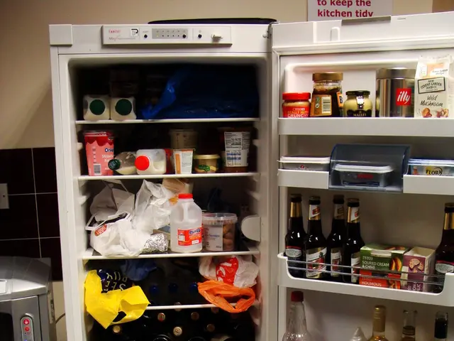 It is a fridge, there are wine bottles and other things in this. It is in open position.