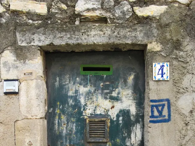 In this image, there is a door which is attached to the wall.