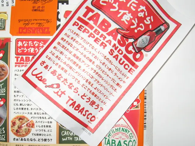In the picture we can see a pamphlet with an advertisement of pepper sauce and under it we can see...