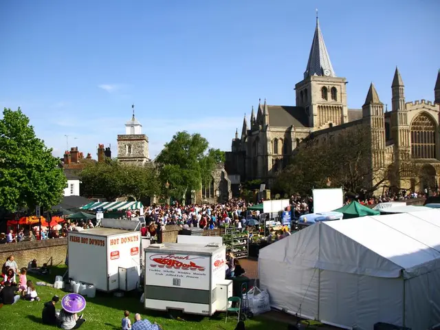 In the picture we can see some historical buildings near to it there are some trees, and behind the...