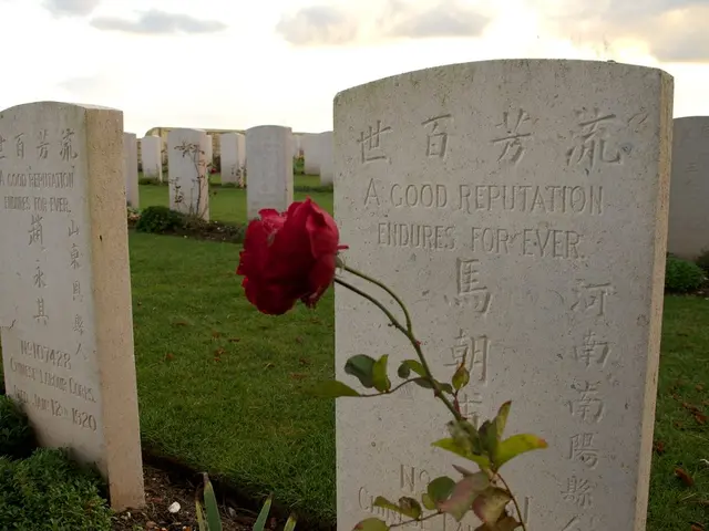 In this picture I can see there are grave stones and there is something written on the stone. There...