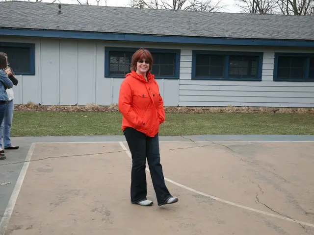 On the left side, there are two persons on a court. In the middle of this image, there is a woman...