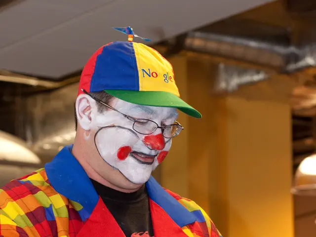 In this picture we can see a man wore a spectacle, cap and holding a balloon with his hands and in...