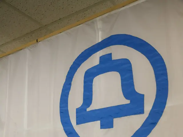 In this picture, it seems like a flag with a logo.