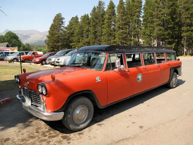 Here there are cars and trees, this is road and a sky.