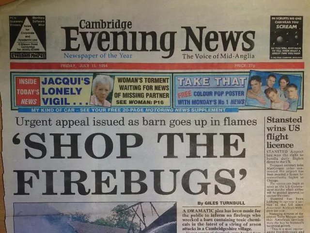 In the picture there is a newspaper front page. There are many advertisements and headlines are...