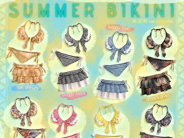 In the image there are bras,panties and skirts with a text above it, this is a graphic image.