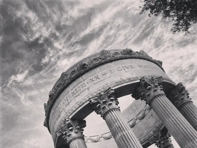 In this picture I can see the monuments. In the background I can see the trees. At the top I can...