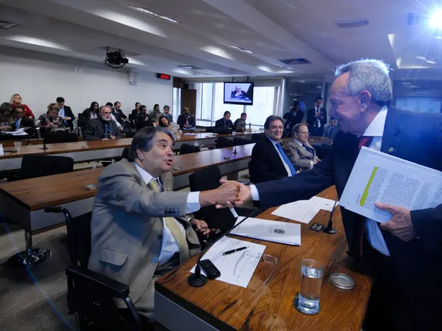 Here we can see persons are having a conversation and in the background we can see a few people who...