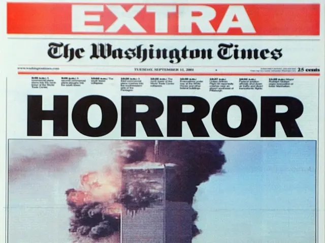 In the picture I can see a news article. In this article I can see photos of buildings, fire,...