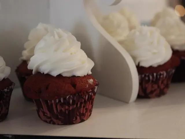 In this picture there are cupcakes in the image.