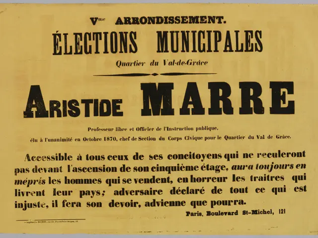 The image shows an old poster with the words "Elections Municipales Aristide Marre" written on it...