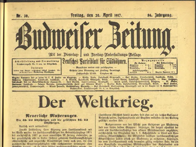 The image shows an old newspaper with the headline "Budweiser Betting - Der Weltkrieg" printed on...