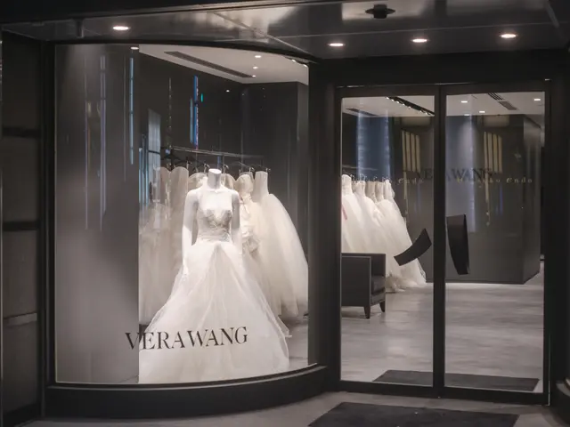 The image shows a verawang bridal boutique in Singapore, with mannequins wearing beautiful wedding...