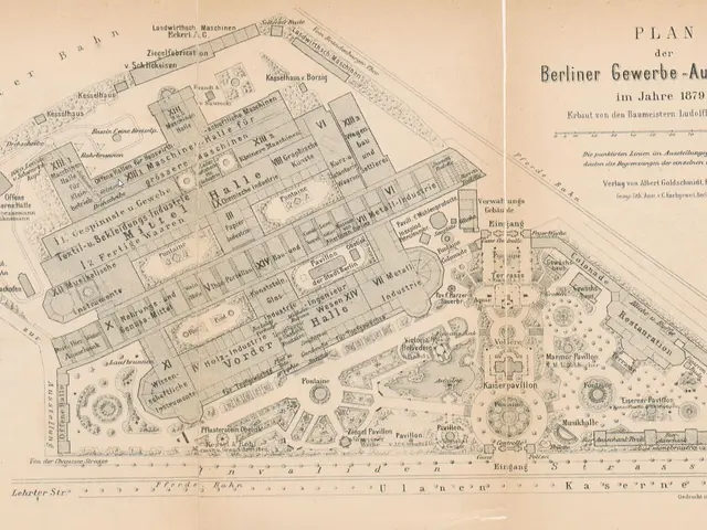 The image shows an old map of the city of Berlin, Germany, with a plan of the Berliner...