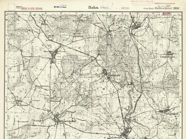 The image shows an old topographic map of the city of Berlin, Germany. It is a paper map with text...