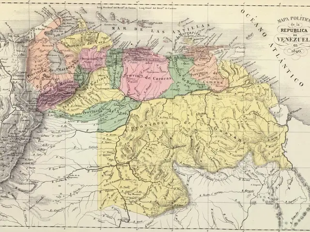 The image shows a map of Venezuela in 1820, with the provinces of Venezuela highlighted in...