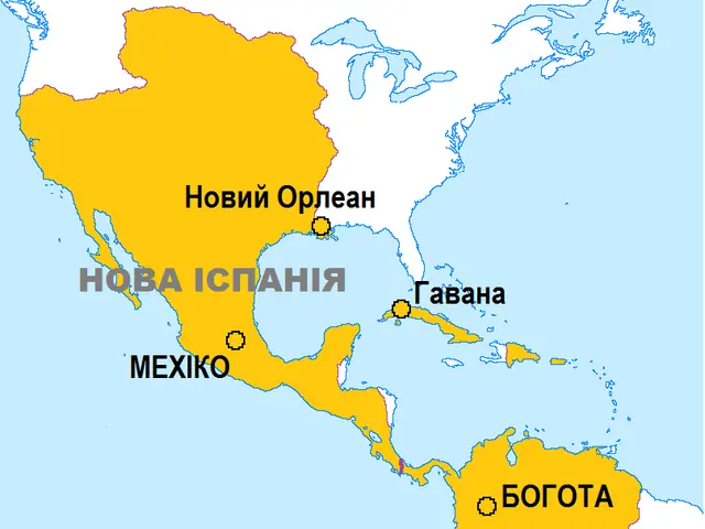 The image shows a poster with a map of Latin America, with the provinces of Mexico highlighted in...