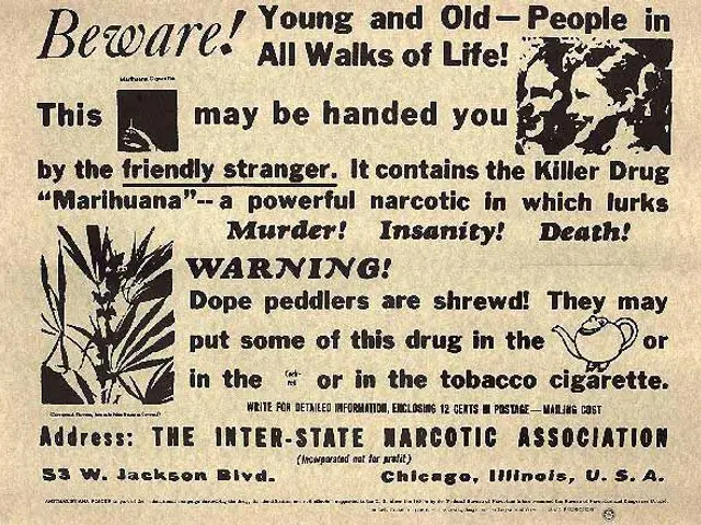 The image shows an old newspaper advertisement for the Inter-State Narcotic Association with a...