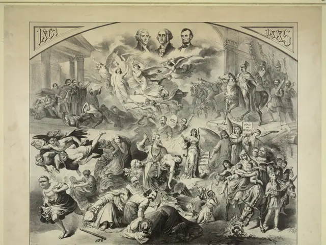 The image shows a poster depicting the end of the Republican Party, with a group of people in the...
