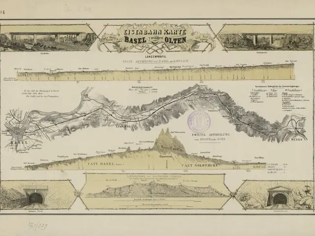 The image shows a map of the Basel-Olten region of Switzerland, with text and pictures on a paper....