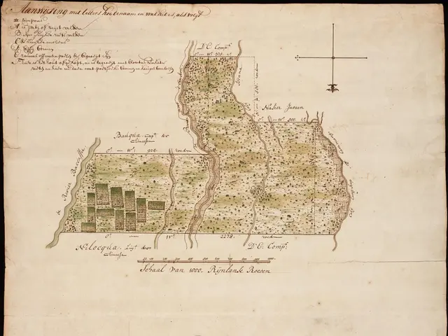 The image shows an old map of the state of Wisconsin on a piece of paper with text written on it....