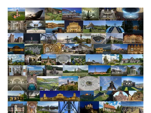 The image shows a calendar with a collage of pictures of monuments from Germany in 2015. The text...