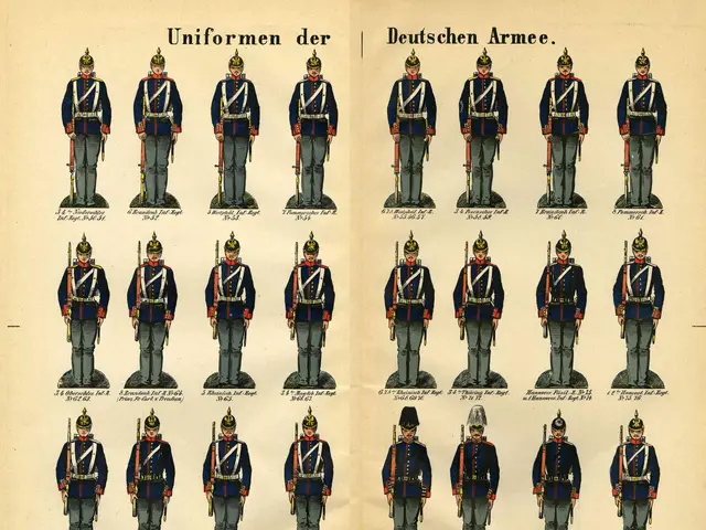 The image shows a book with a variety of uniforms of the German Army, each with its own unique...