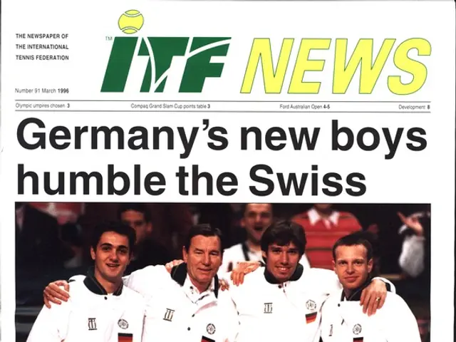 The image shows a newspaper with a picture of a group of men in white uniforms, with the headline...