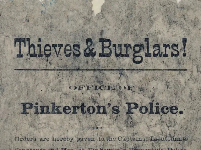 The image shows a poster with the words "Thieves & Burglars Pinkerton's Police" written in bold...