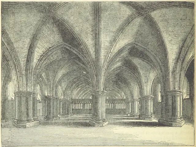 The image shows the crypt of St. Paul's Cathedral in London, England. It is a paper with a drawing...