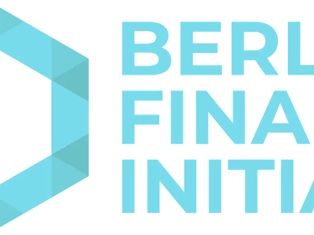 The image shows the logo of the Berlin Finance Initiative, which consists of a white background...